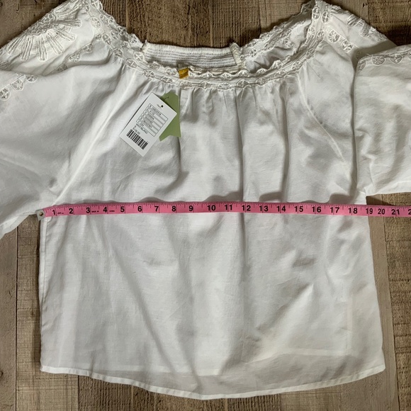 NWT Anthropologie Leifsdottir White Off Shoulder Embroidered Peasant Top S - Picture 14 of 15